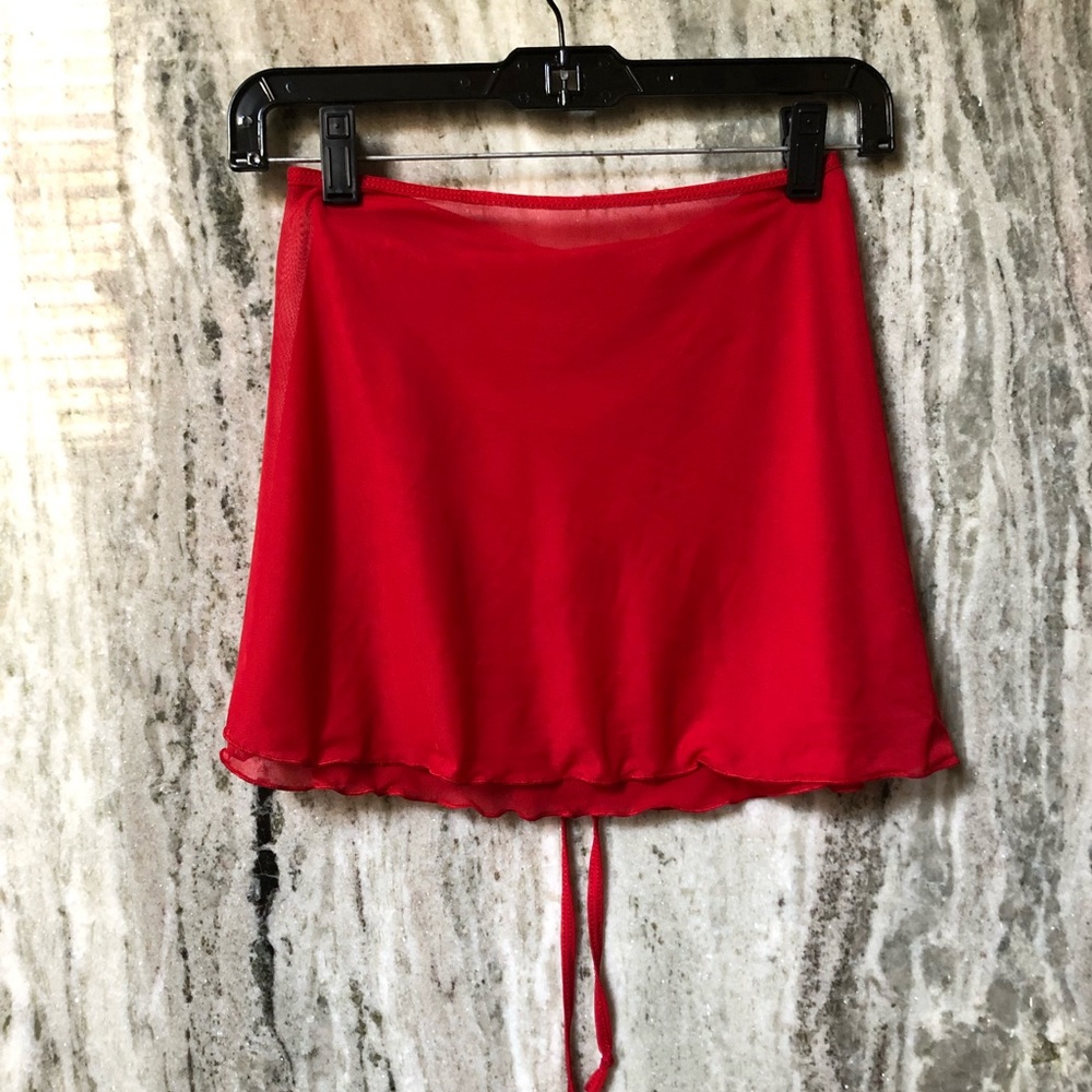 Suffolk dance ballet wrap skirt red mesh